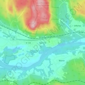Djurmo topographic map, elevation, terrain