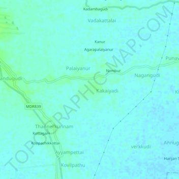 Sathanur topographic map, elevation, terrain