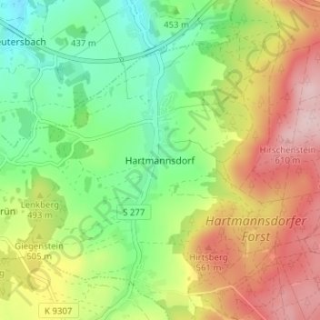 Hartmannsdorf topographic map, elevation, terrain
