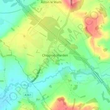 Chipping Warden topographic map, elevation, terrain