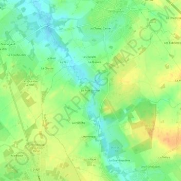 Le Pont Bonnet topographic map, elevation, terrain
