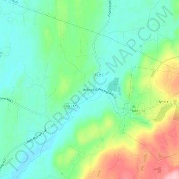 Mellenville topographic map, elevation, terrain
