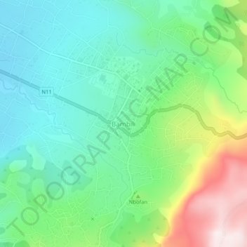 Bambili topographic map, elevation, terrain