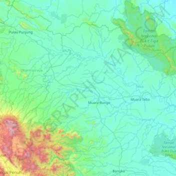 Tanah Sepenggal Lintas topographic map, elevation, terrain