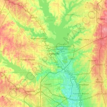Lewisville topographic map, elevation, terrain