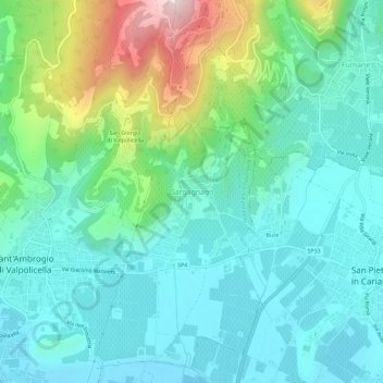 Gargagnago topographic map, elevation, terrain