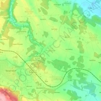 Punschern topographic map, elevation, terrain