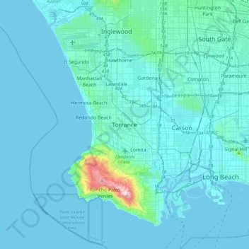 Torrance topographic map, elevation, terrain