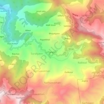 Sangila topographic map, elevation, terrain
