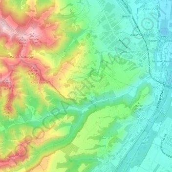 Cadiroggio topographic map, elevation, terrain