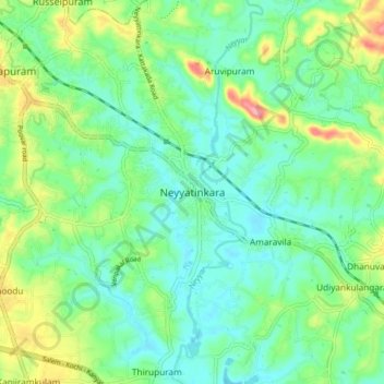Neyyatinkara topographic map, elevation, terrain