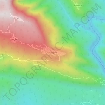 Nongtrai topographic map, elevation, terrain