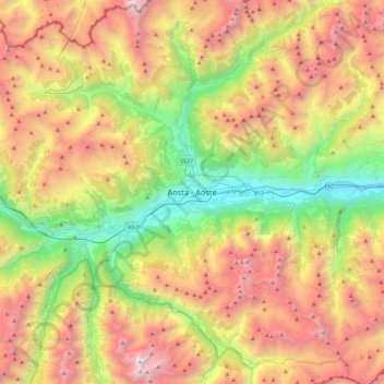 Aosta topographic map, elevation, terrain