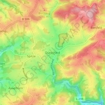 Dürscheid topographic map, elevation, terrain