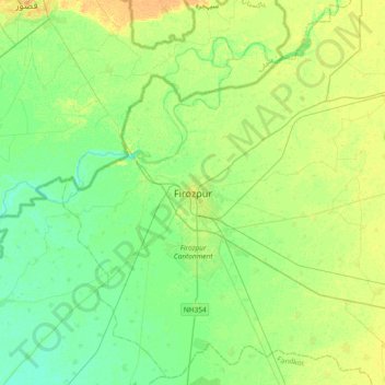 Firozpur topographic map, elevation, terrain