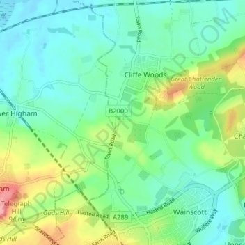 Lee Green topographic map, elevation, terrain