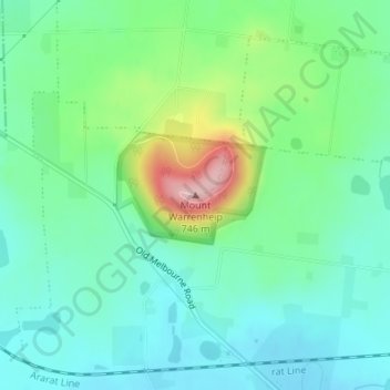 Mount Warrenheip topographic map, elevation, terrain