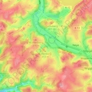 Hämmern topographic map, elevation, terrain