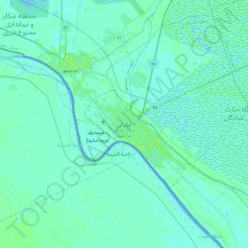 Abadan topographic map, elevation, terrain
