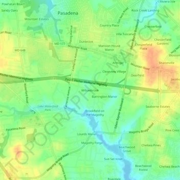 Willowbrook topographic map, elevation, terrain