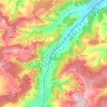 Bigenthal topographic map, elevation, terrain