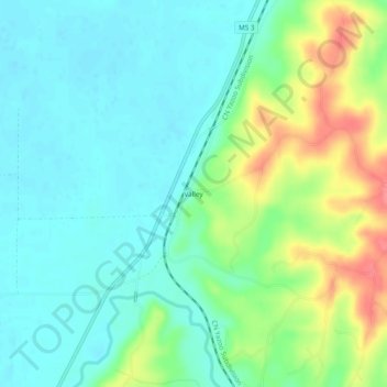 Valley topographic map, elevation, terrain