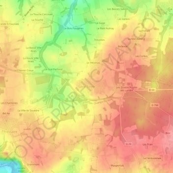 Saint-Solen topographic map, elevation, terrain