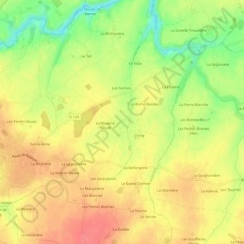 La Roulerie topographic map, elevation, terrain