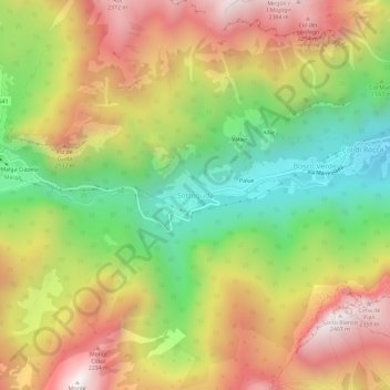 Sottoguda topographic map, elevation, terrain