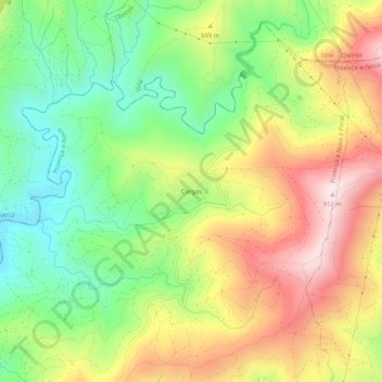 Corgas topographic map, elevation, terrain