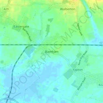 Barnham topographic map, elevation, terrain