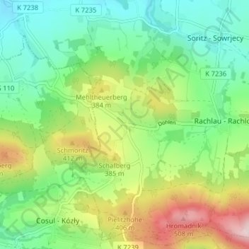 Pielitz topographic map, elevation, terrain