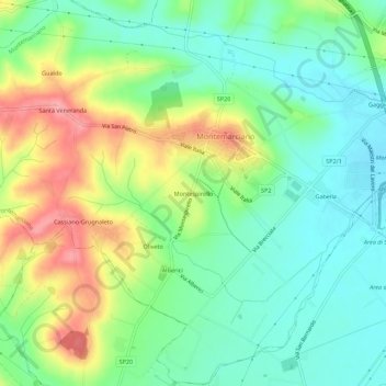 Montespirello topographic map, elevation, terrain