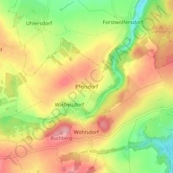 Pfersdorf topographic map, elevation, terrain