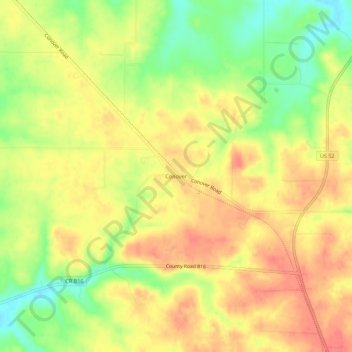 Conover topographic map, elevation, terrain