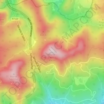 Monte Citerna topographic map, elevation, terrain
