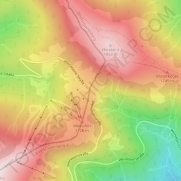 Weinebene topographic map, elevation, terrain