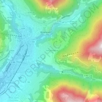 Font Christianne topographic map, elevation, terrain