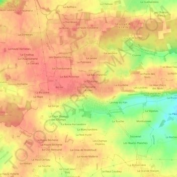 La Fontaine Aubert topographic map, elevation, terrain