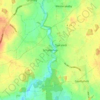 Scholderup topographic map, elevation, terrain