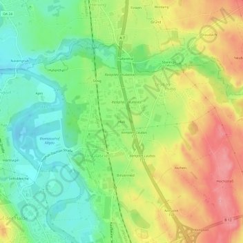 Hub topographic map, elevation, terrain