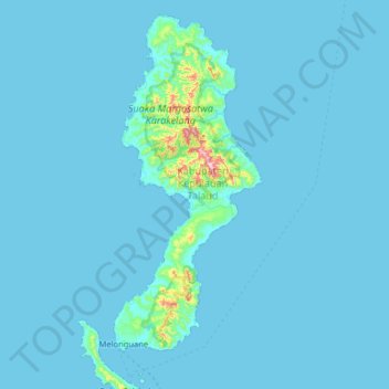 Pulau Karakelong topographic map, elevation, terrain