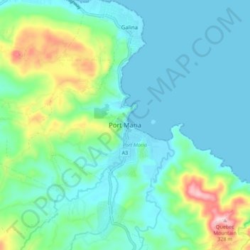 Port Maria topographic map, elevation, terrain