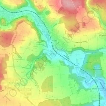 Halzhausen topographic map, elevation, terrain