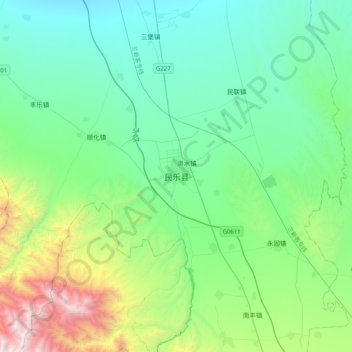 Minle topographic map, elevation, terrain