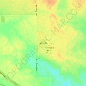 Ralston topographic map, elevation, terrain