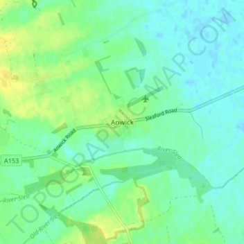 Anwick topographic map, elevation, terrain