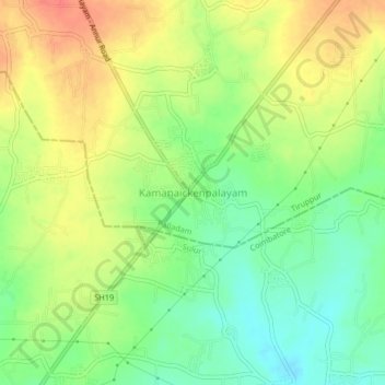 Kamanaickenpalayam topographic map, elevation, terrain