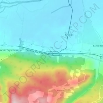 Monteverde topographic map, elevation, terrain