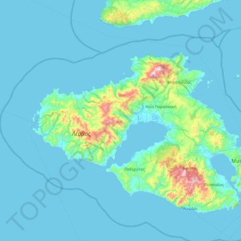 Λέσβος topographic map, elevation, terrain